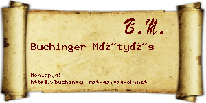 Buchinger Mátyás névjegykártya